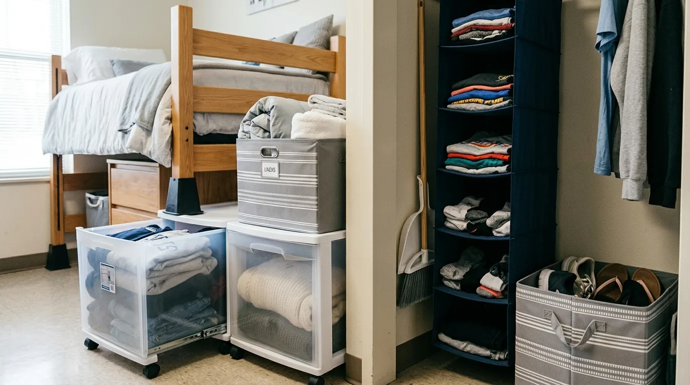 Choose a tighter color palette for a calmer room inspiration for a dorm room.